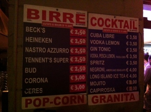 i prezzi dei cocktail a Milano